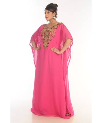 Pink Georgette Embroidered Kaftan 4