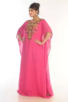 Pink Georgette Embroidered Kaftan
