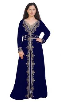 Moroccan Bridal  Islamic Arabic Hand Zari Work Georgette Plus Size Abaya Dress