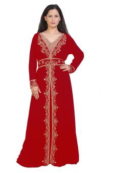Moroccan Bridal  Islamic Arabic Hand Zari Work Georgette Plus Size Abaya Dress