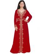 Moroccan Bridal  Islamic Arabic Hand Zari Work Georgette Plus Size Abaya Dress