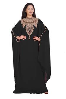 2026 Bridal  Islamic Arabic Hand Zari Work Georgette Plus Size Abaya Dress