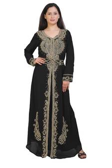 Ethnic Moroccan Beautiful Zari Work Jilbab Jalabiya Kaftan Dress