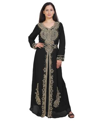 Ethnic Moroccan Beautiful Zari Work Jilbab Jalabiya Kaftan Dress 1