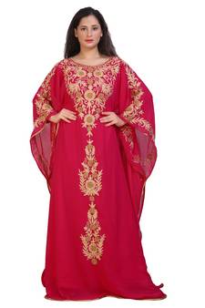 Modern Khaleeji Machine Embroidery Kaftan Georgette Dress