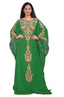 Modern Khaleeji Machine Embroidery Kaftan Georgette Dress