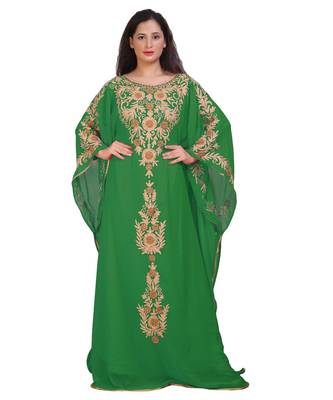 Modern Khaleeji Machine Embroidery Kaftan Georgette Dress 1