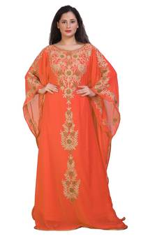 Modern Khaleeji Machine Embroidery Kaftan Georgette Dress