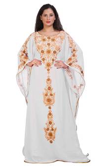 Modern Khaleeji Machine Embroidery Kaftan Georgette Dress