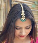 Green Gold Tone Kundan Inspired Maangtikka
