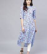 Women Purple Rayon Printed Long Kurta