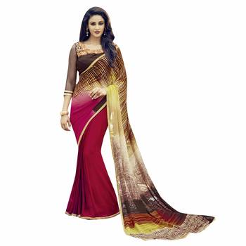 multicolor printed georgette saree with blouse 1