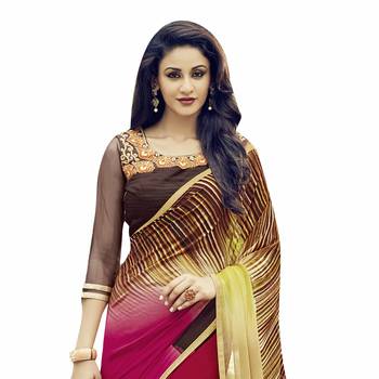multicolor printed georgette saree with blouse 2
