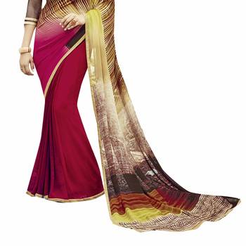 multicolor printed georgette saree with blouse 3