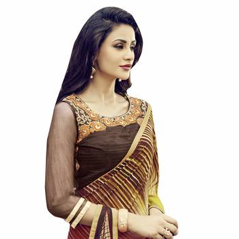multicolor printed georgette saree with blouse 4