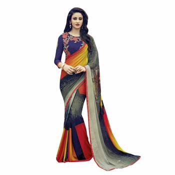 multicolor printed georgette saree with blouse 1