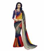 multicolor printed georgette saree with blouse