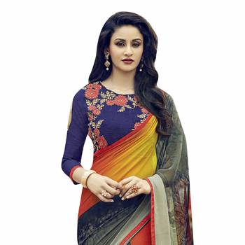 multicolor printed georgette saree with blouse 2