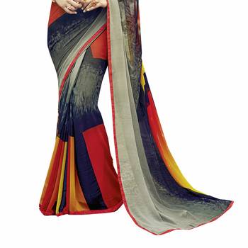 multicolor printed georgette saree with blouse 3
