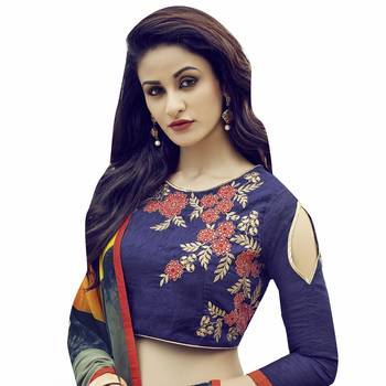 multicolor printed georgette saree with blouse 4