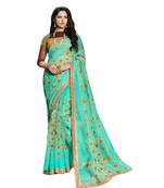 multicolor printed Net saree with blouse