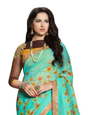 multicolor printed Net saree with blouse 2