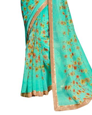 multicolor printed Net saree with blouse 3