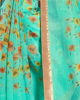 multicolor printed Net saree with blouse 4