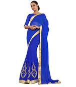 Blue printed georgette saree with blouse