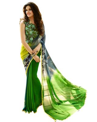 multicolor printed georgette saree with blouse 1
