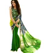 multicolor printed georgette saree with blouse