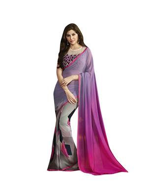 multicolor printed georgette saree with blouse 1