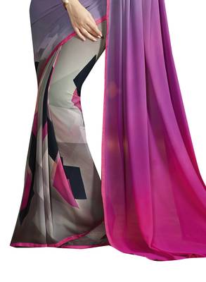 multicolor printed georgette saree with blouse 3
