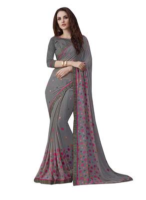multicolor printed georgette saree with blouse 1