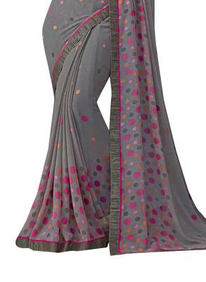 multicolor printed georgette saree with blouse 2