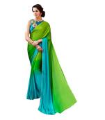multicolor embroidered Satin saree with blouse