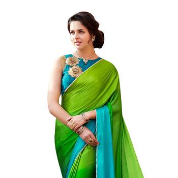 multicolor embroidered Satin saree with blouse 2