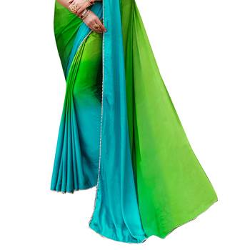 multicolor embroidered Satin saree with blouse 3
