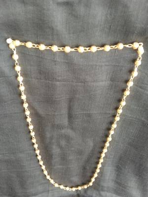 Golden alloy necklace chain with Traditional Pearl work 2