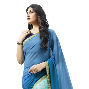 multicolor embroidered georgette saree with blouse 2