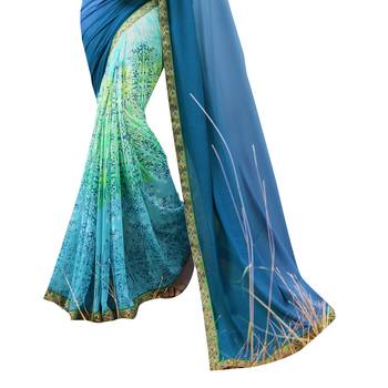 multicolor embroidered georgette saree with blouse 3