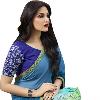 multicolor embroidered georgette saree with blouse 5
