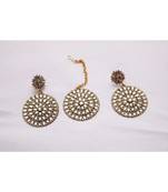 White stone studded bridal maang tikka set