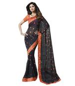Black printed georgette saree with blouse