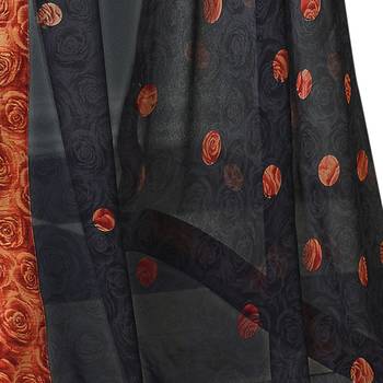 Black printed georgette saree with blouse 4