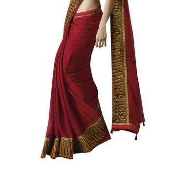 Maroon printed chiffon saree with blouse 4
