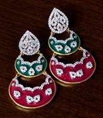 American Diamond Embellished Meenakari Worked Enameled Dangler 216ED10
