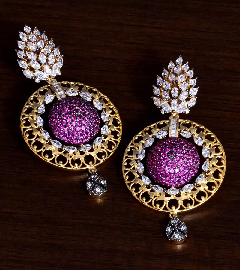 American Diamond and Ruby Embellished Designer Dangler 216ED11