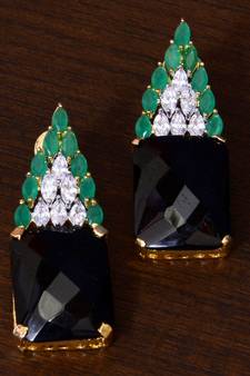 Sapphire and Emerald Embellished American Diamond Earrings 216ED26