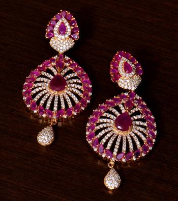Ruby and AAA CZ Stone Embellished American Diamond Earrings 216ED55 1
